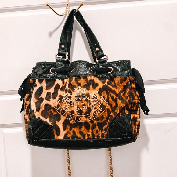 Juicy Couture Mini Day Dreamer Purse Velour Cheetah - Picture 12 of 13